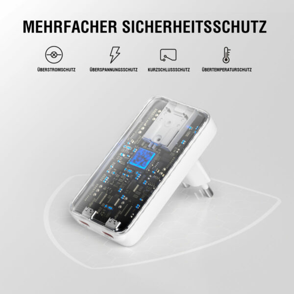 4smarts Netzladegerät FlatPlug Slim Dual 65W GaN 2C, weiß