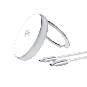 4smarts Qi2 Charger Kickstand silber / weiß (MagSafe kompatibel)